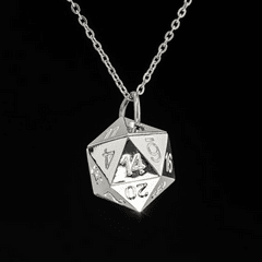 Solid Metal D20 Necklace Silver